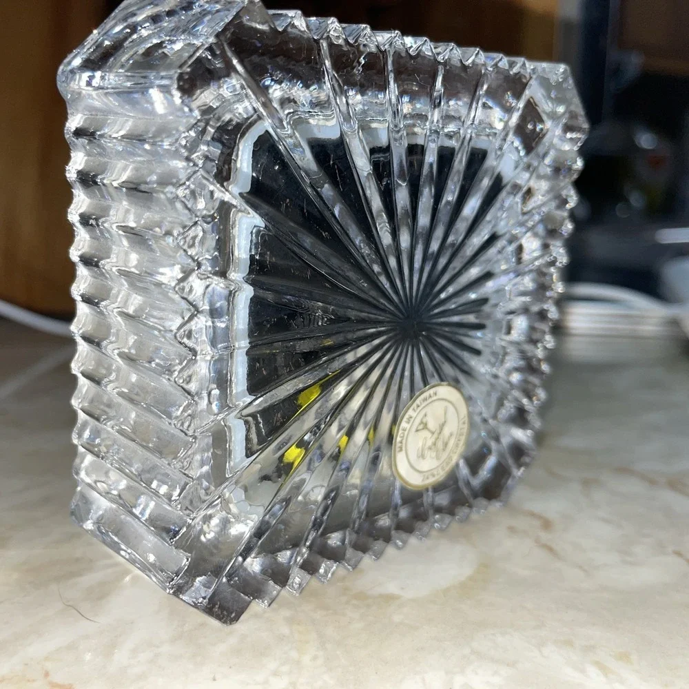 Lead Crystal Framed Square Shelf Quartz Clock TESTED‎ WORKS